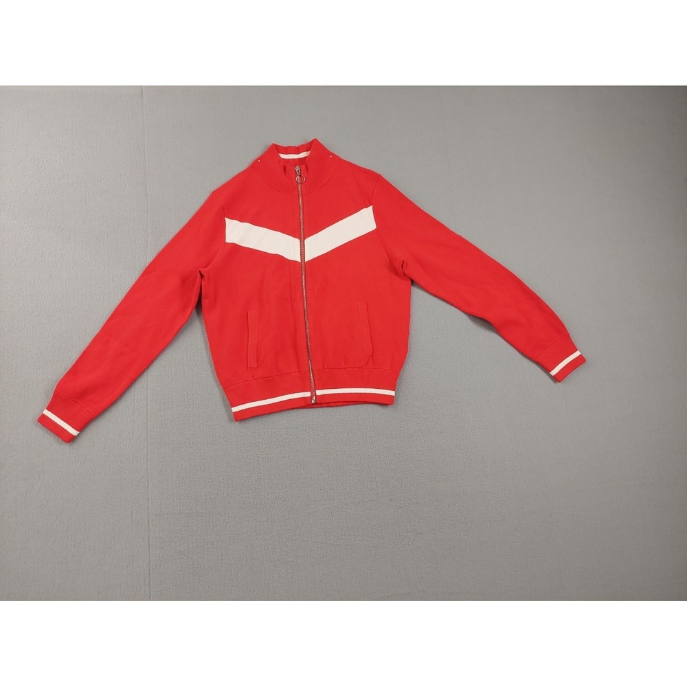 Banana Republic Women Track Jacket S Red White Stripe Full Zip Mock Neck‎ Casual